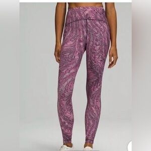 Lululemon pink / purple swift speed swirl printed leggings sz 10